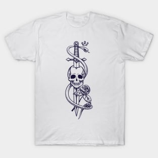 Skull Sword Snake Tattoo T-Shirt